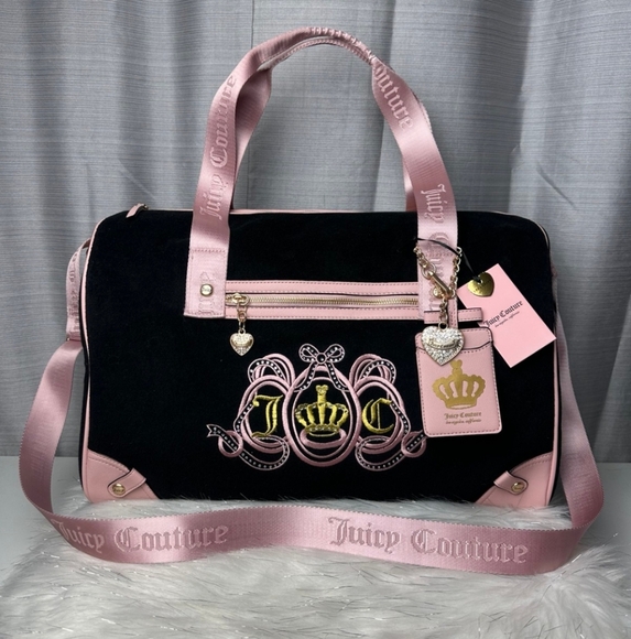 JUICY COUTURE Liquorice/pink Diamond Juicy Lovers Club Weekender Duffle Bag - Picture 1 of 9